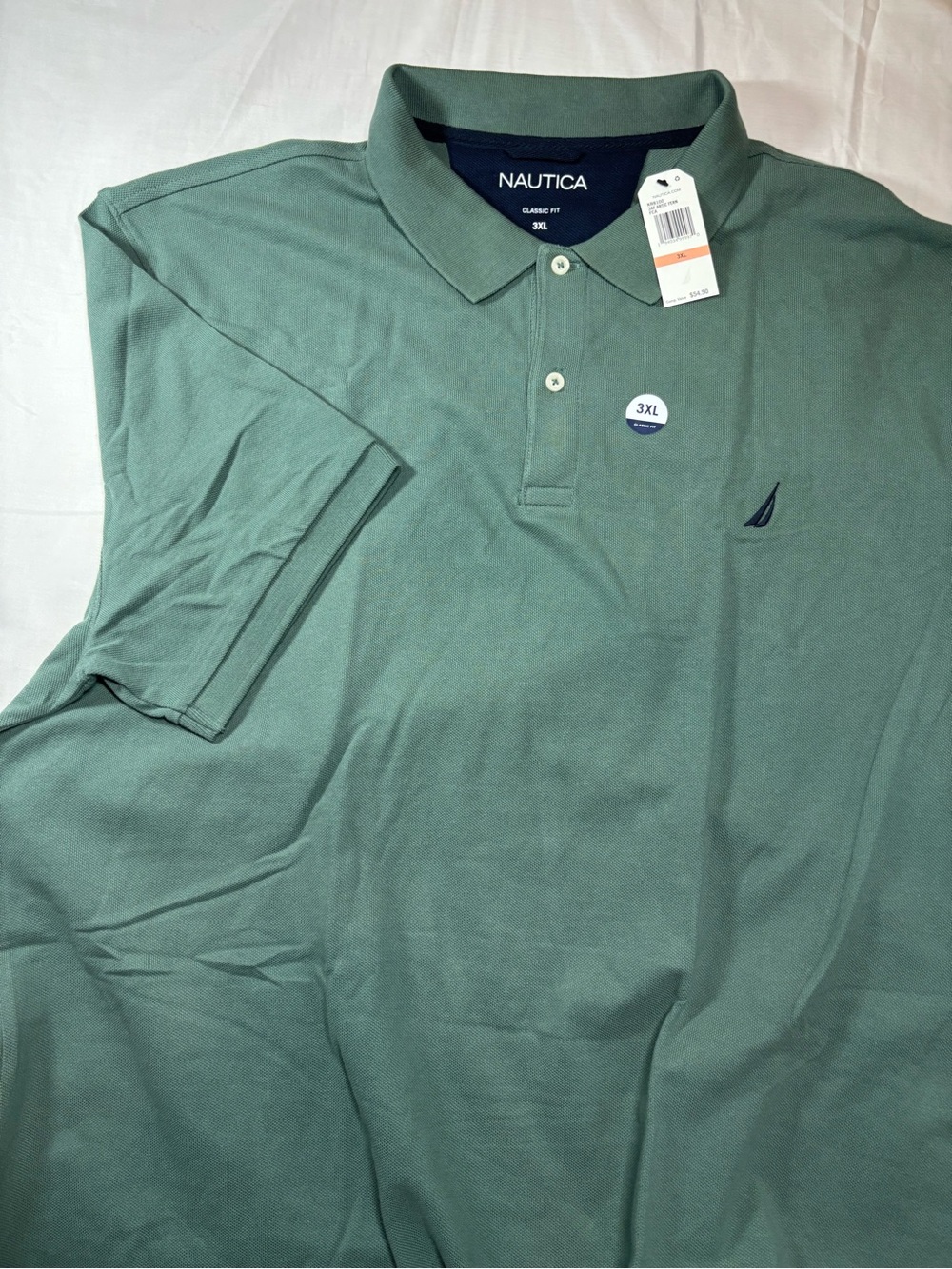 Nautica Men’s Polo Shirt in Sage Green with Navy Logo